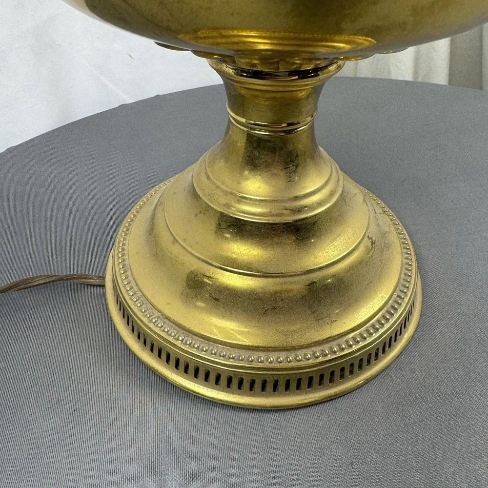 Vintage Gold Tone Kerosene Hurricane Lamp Converted To Electric